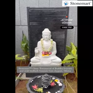 Client Testimonial Of 5 Feet Buddha Waterfall With Granite Urli From Jeypore, Odisha