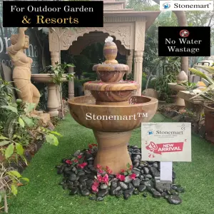 Modern 3 Tier Cascading Water Fountain With Plinth For Home And Garden