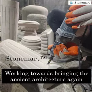 Carving Stone Uruli Pedestal For Contemporary Decor