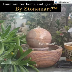 1 Feet, 12 Kg Rainbow Sandstone Sphere Water Feature For Console Table