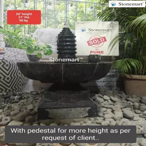 Sold To Pune, Maharashtra 21 Inch Diameter, 90 Kg Granite Urli Birdbath Fountain For Indoor And Outdoor