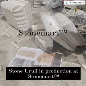 Carving Beautiful Stone Urli With Pedestal For Entrance And Reception