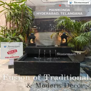 Sold To Hyderabad, Telangana - Granite Water Fountain With Lantern For Modern Interior & Exterior Decor