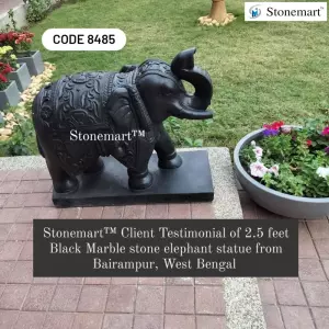 Client Testimonial Of Black Marble Elephant Statue From Bairampur, West Bengal