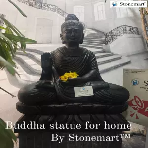 Available 2 Feet Black Stone Gautam Buddha Statue For Home