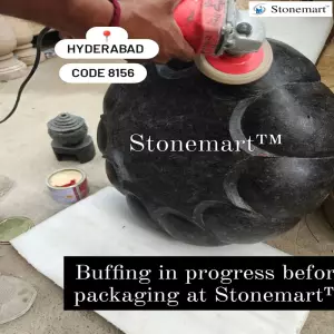 Buffing 21 Inch Handcrafted Black Granite Urli Bowl