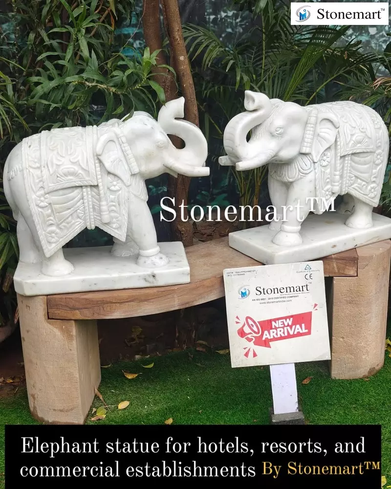 White Marble Elephant Statues for Entryway Decor