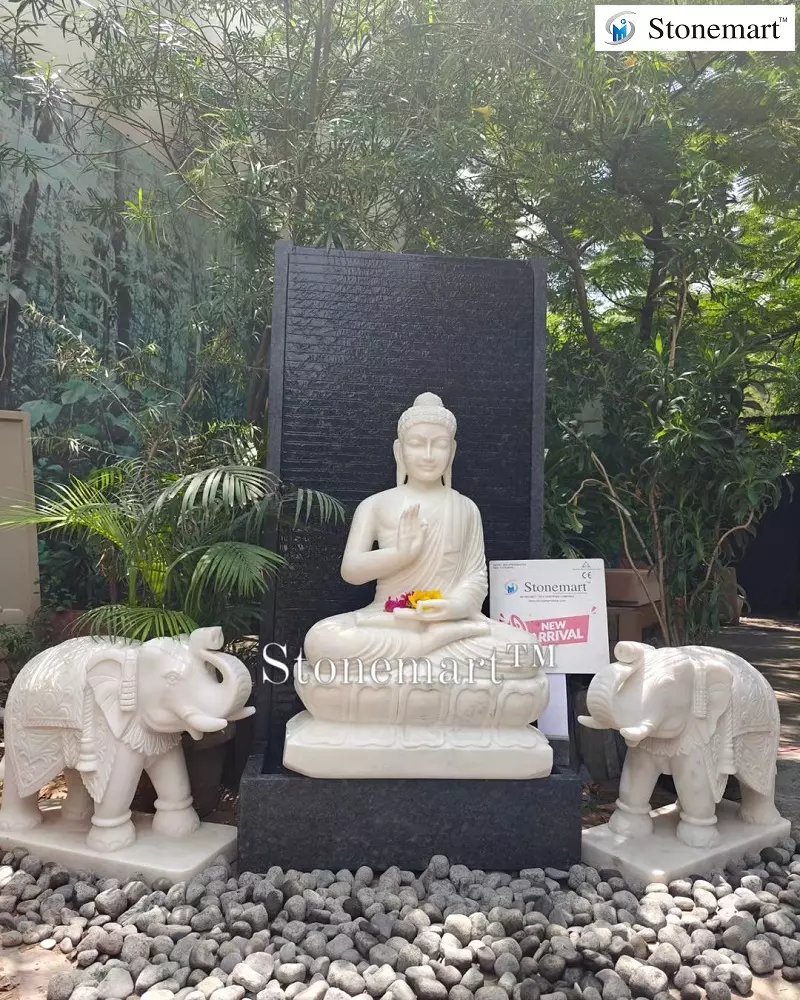 Buddha Fountain With Elephant Statue